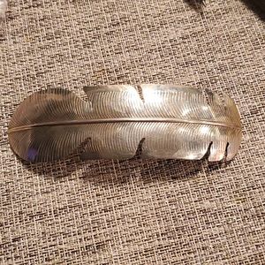 Sterling feather hairclip/barrette